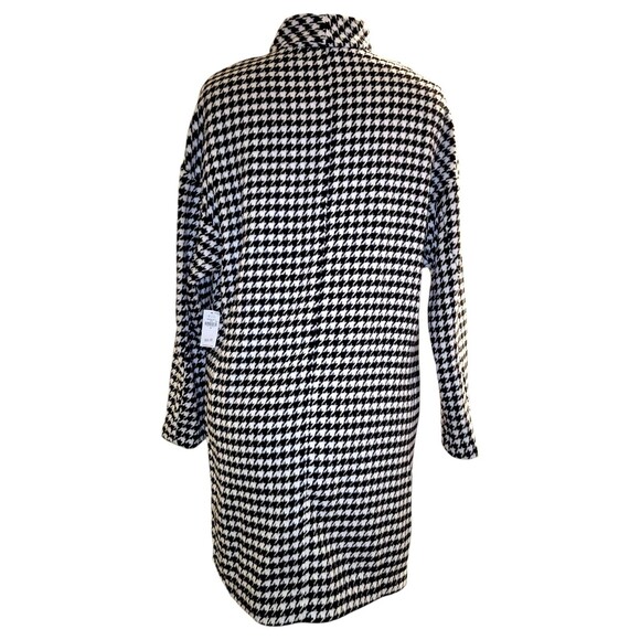 Old Navy Womens Coat M Black White Houndstooth Academia Preppy Classic Cozy - Picture 7 of 7